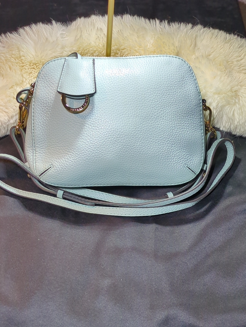 Radley LondonDukesPlace Medium Zip-Top Leather Crossbody Light Blue $80
